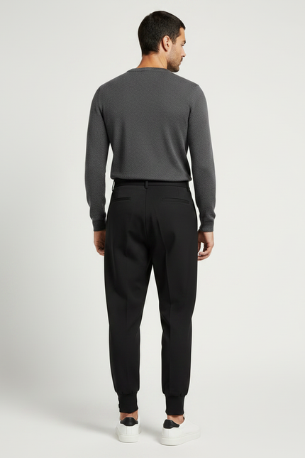 Pantalon À Pince Noir Plissé Élégant Décontracté Homme - Gabardine - vue 2