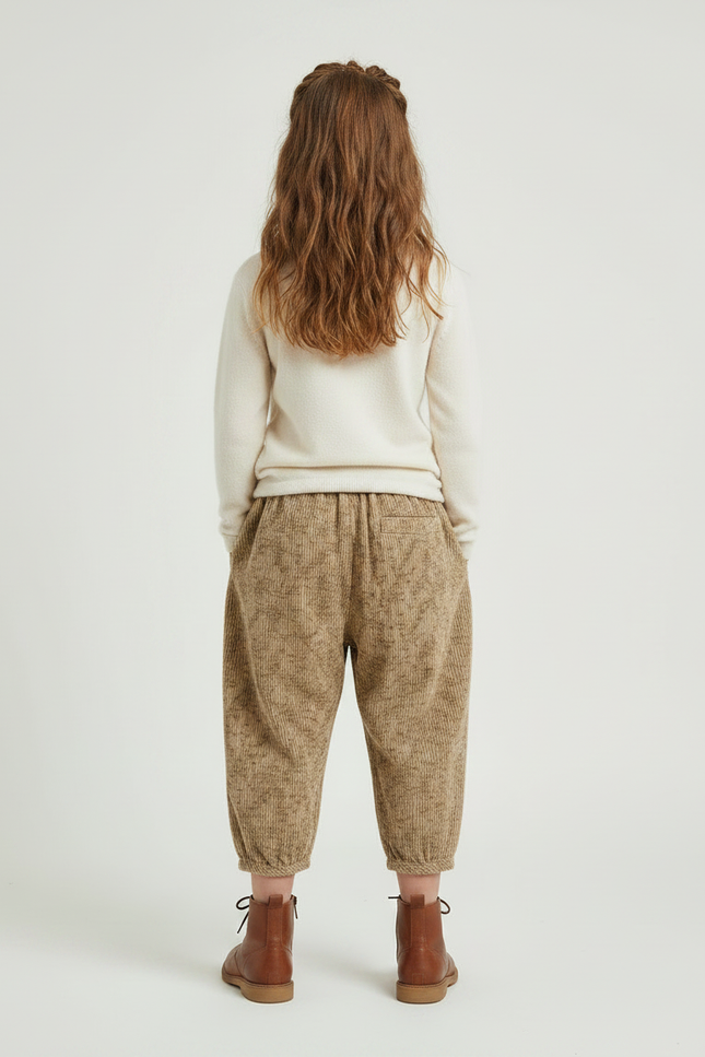 Pantalon À Pince Harem Imprimé Côtelé Ample Enfant - Cordé - vue 2