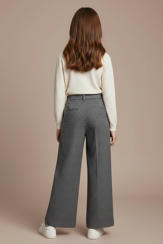 Pantalon À Pince Gris Ample Texturé Décontracté - Tweed - vue 2