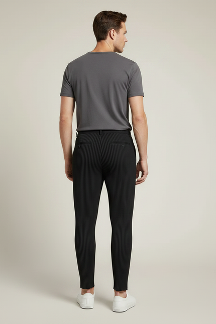 Pantalon À Pince Noir Plissé Confortable Décontracté Homme - Polyester - vue 2