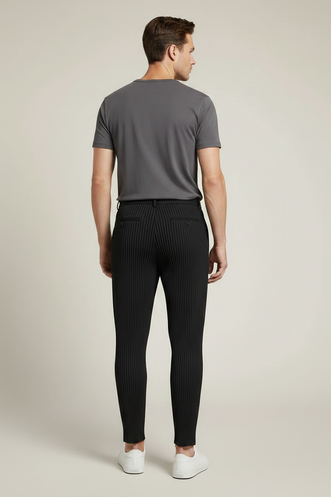 Pantalon À Pince Noir Plissé Confortable Décontracté Homme - Polyester - vue 2