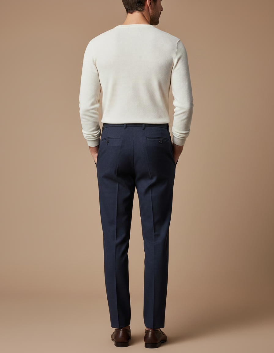 Pantalon À Pince Bleu Marine Homme - Gabardine - vue 2