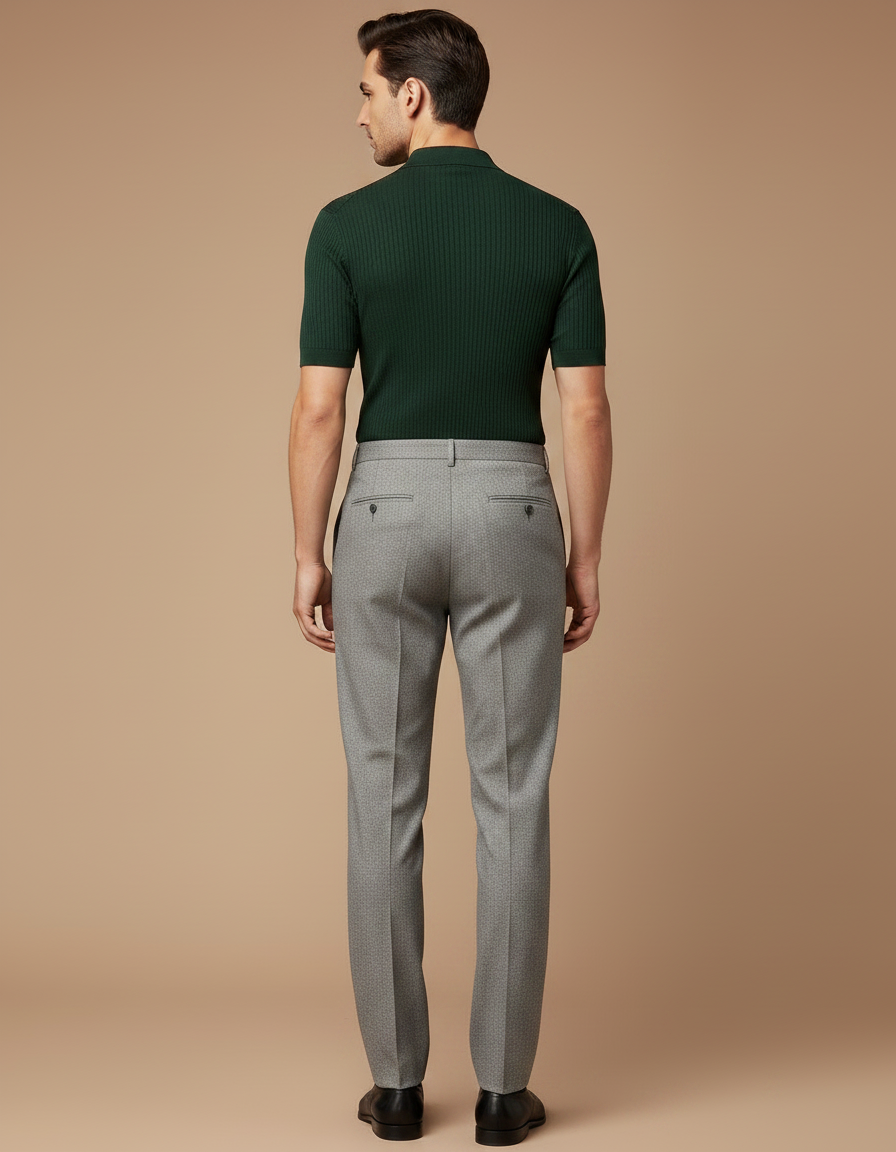 Pantalon À Pince Gris Clair Plissé Droit Homme - Laine - vue 2