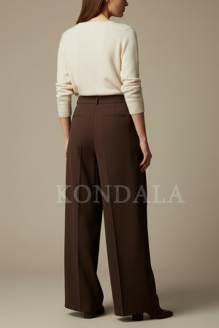Pantalon À Pince Femme Marron - Gabardine - vue 2