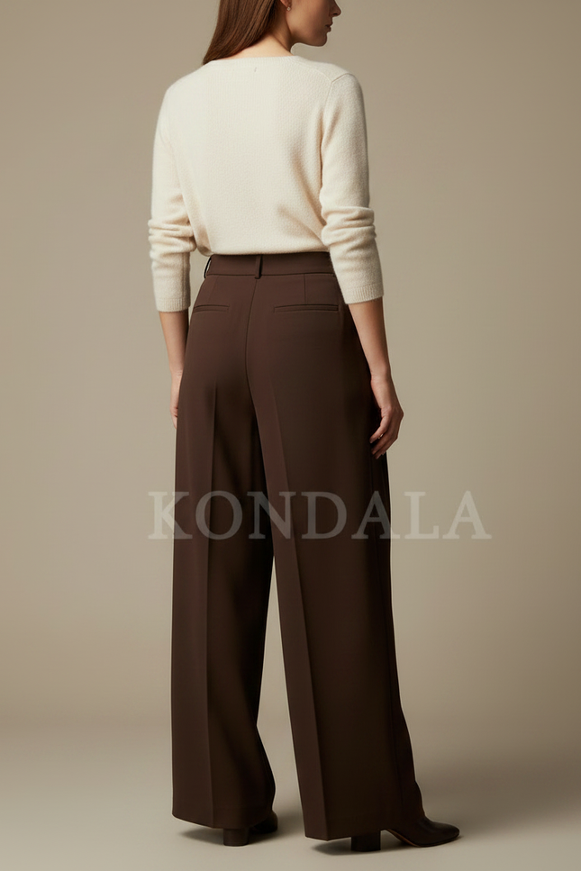 Pantalon À Pince Femme Marron - Gabardine - vue 2
