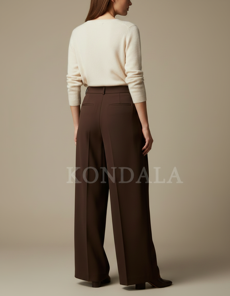 Pantalon À Pince Femme Marron - Gabardine - vue 2