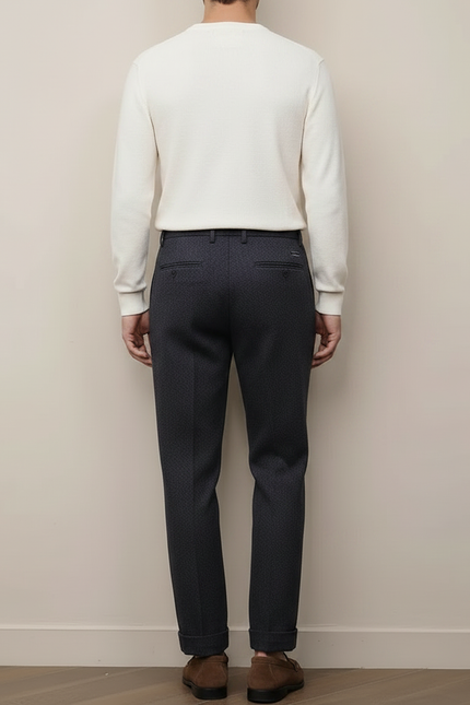 Pantalon À Pince Gris Foncé Laine Plissé Élégant - vue 2