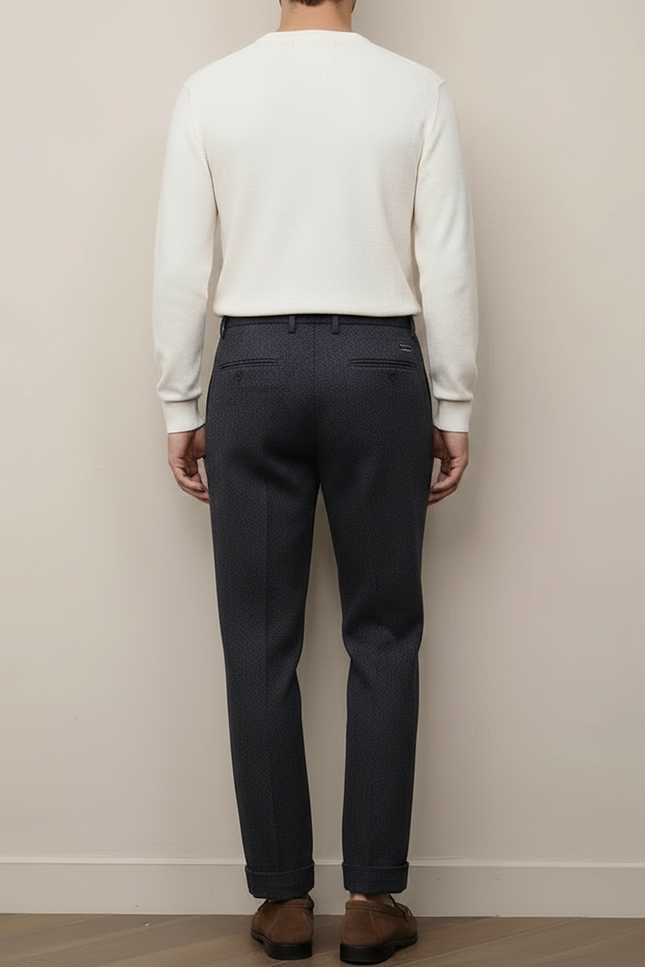 Pantalon À Pince Gris Foncé Laine Plissé Élégant - vue 2