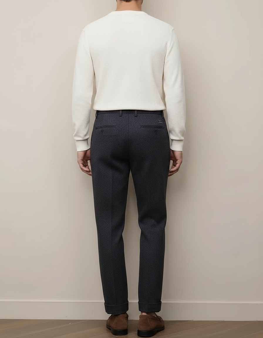 Pantalon À Pince Gris Foncé Laine Plissé Élégant - vue 2