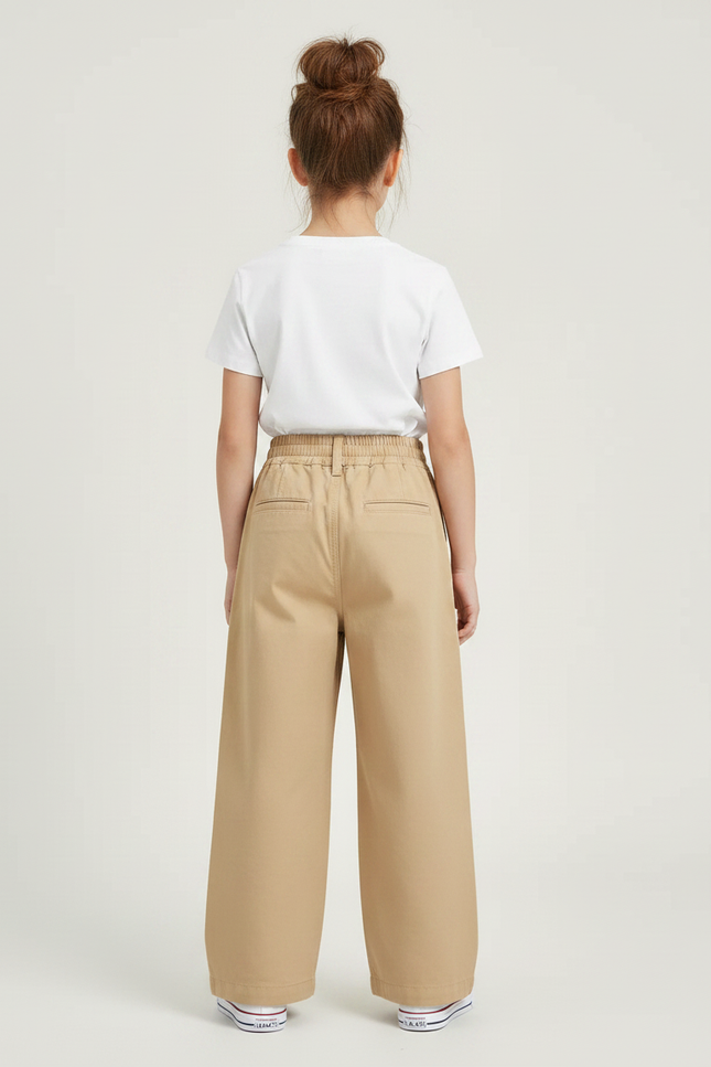 Pantalon À Pince Cargo Ample Coton Enfant Beige - Toile - vue 2