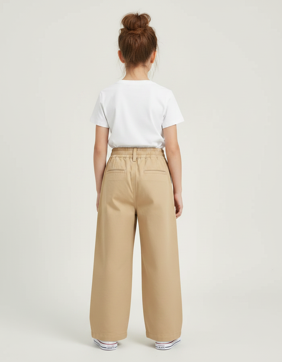 Pantalon À Pince Cargo Ample Coton Enfant Beige - Toile - vue 2