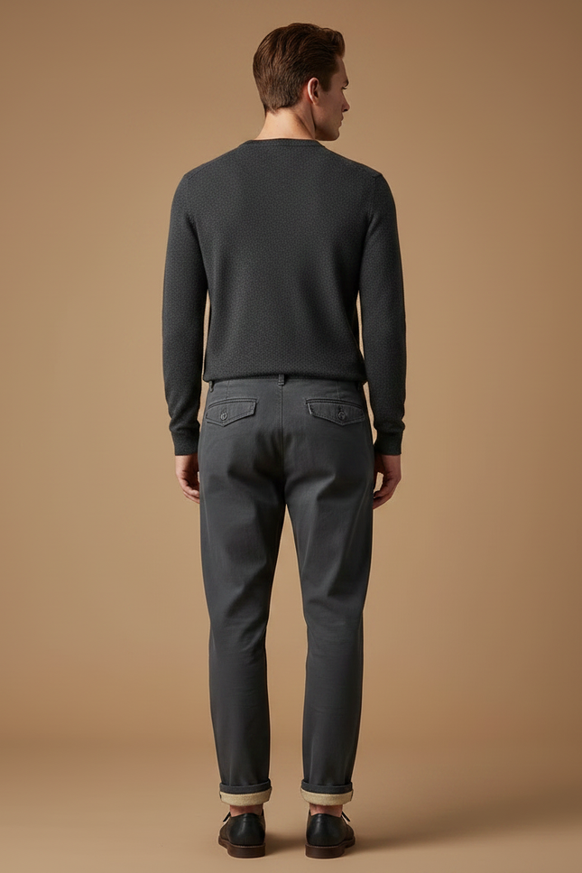Pantalon À Pince Gris Foncé Décontracté Homme Plissé - Coton - vue 2