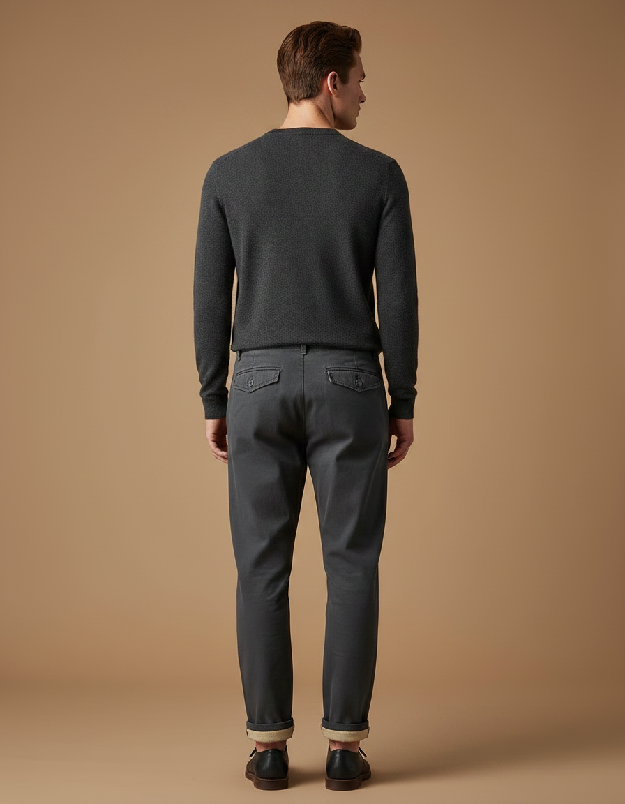 Pantalon À Pince Gris Foncé Décontracté Homme Plissé - Coton - vue 2