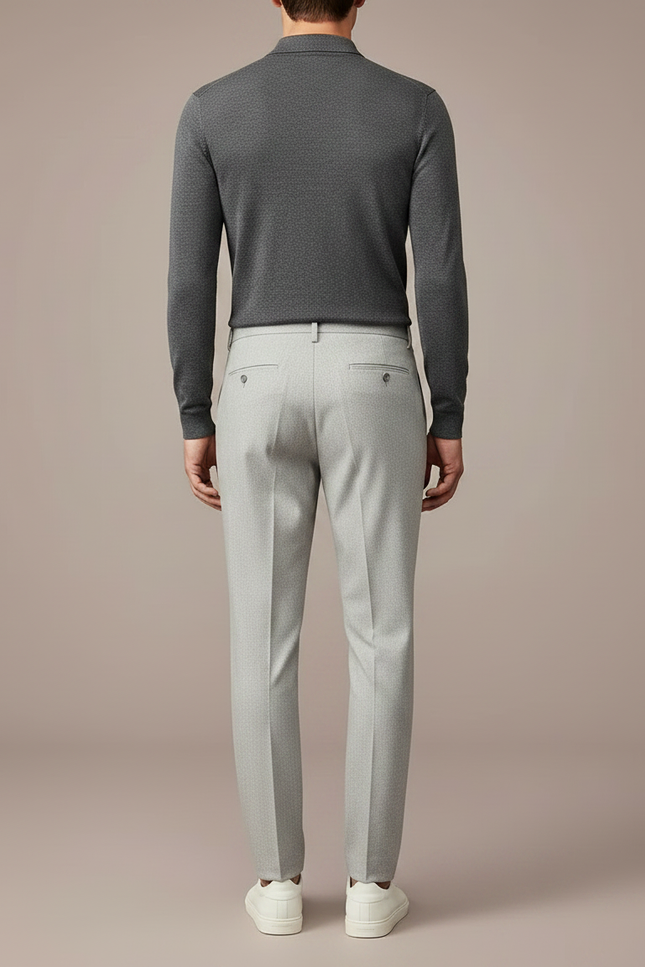Pantalon À Pince Gris Clair Plissé Coupe Droite Élégant - Gabardine - vue 2