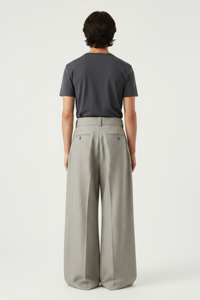 Pantalon À Pince Oversize Homme - Gris Tweed - vue 2