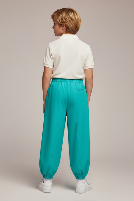Pantalon À Pince Turquoise Ample Fluide Enfant - Bleu Polyester - vue 2