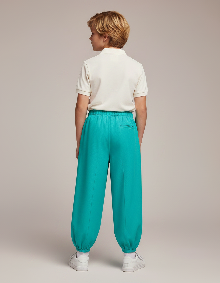 Pantalon À Pince Turquoise Ample Fluide Enfant - Bleu Polyester - vue 2