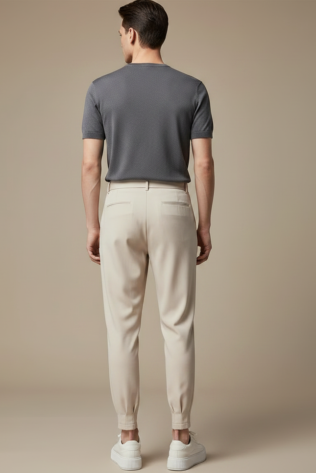 Pantalon À Pince Crème - Beige Polyester - vue 2