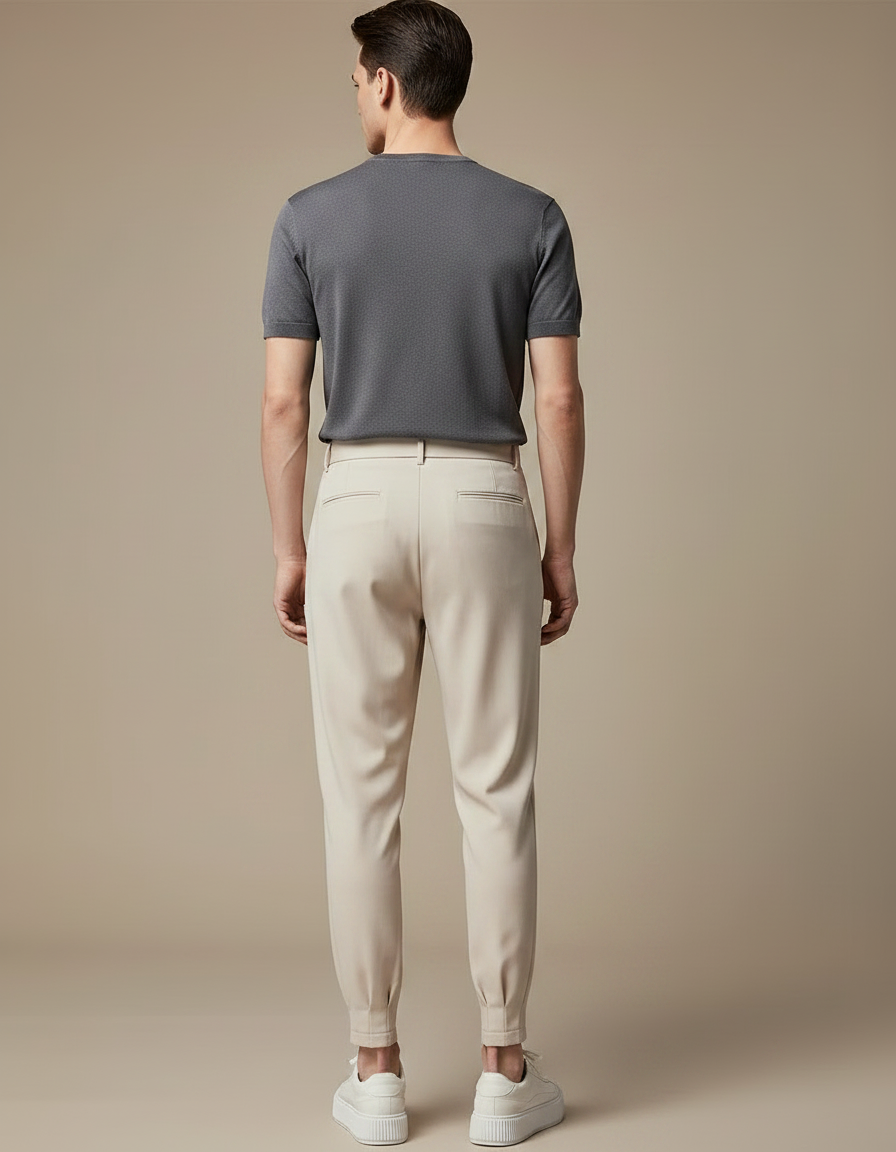 Pantalon À Pince Crème - Beige Polyester - vue 2