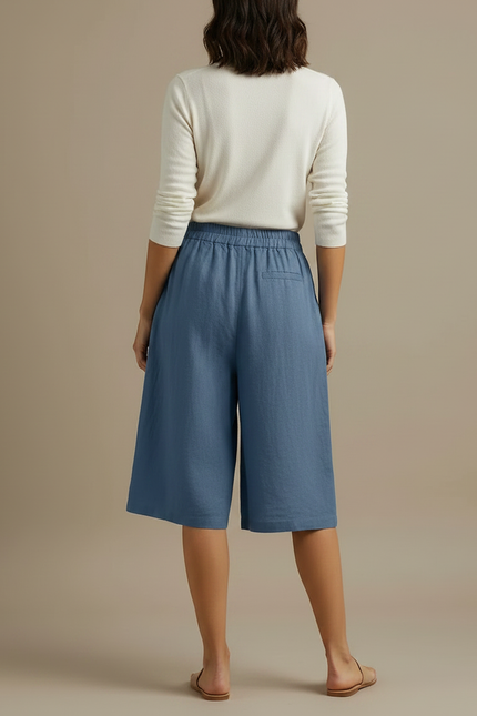 Pantalon À Pince Bleu Ciel Lin Coton Ample Décontracté - vue 2