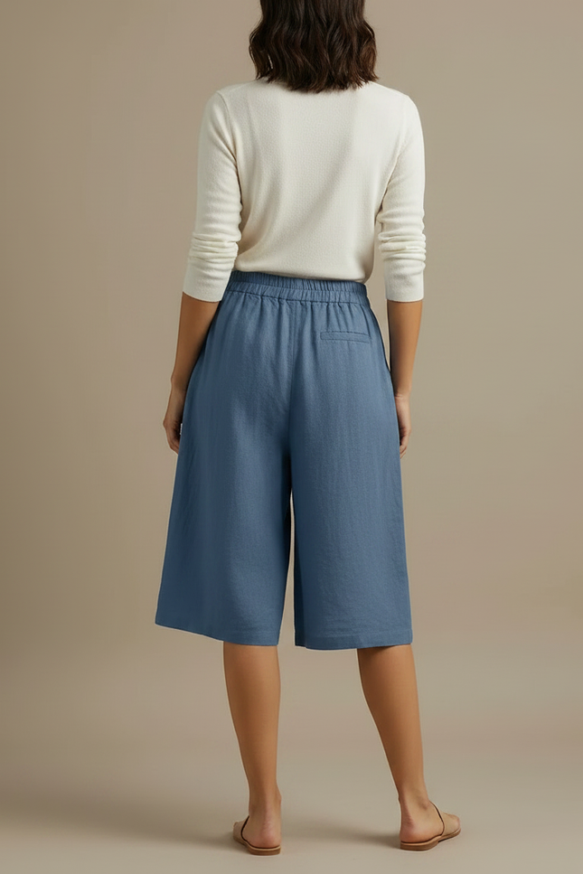 Pantalon À Pince Bleu Ciel Lin Coton Ample Décontracté - vue 2