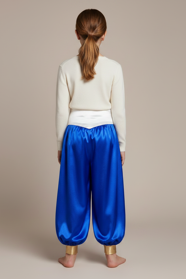 Pantalon À Pince Satiné Bleu Blanc Enfant Arabe - Multicolore - vue 2