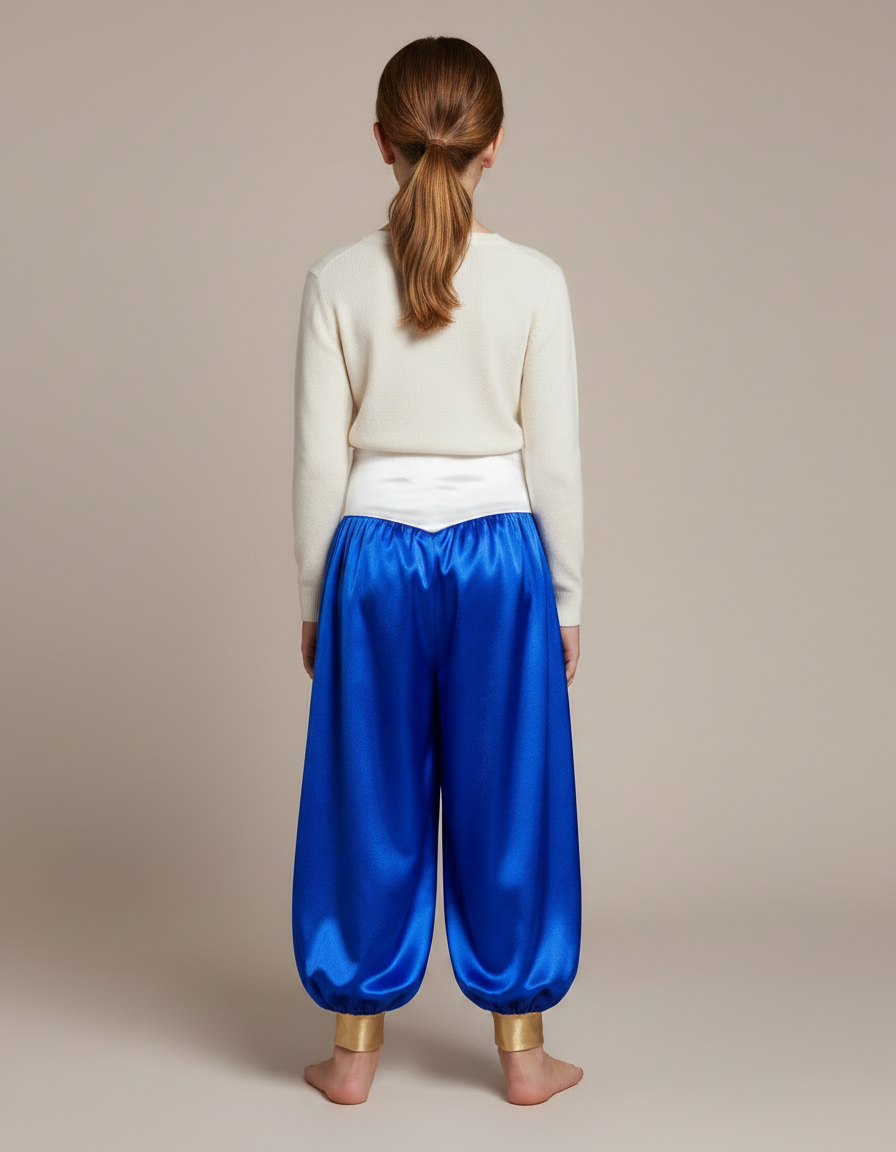 Pantalon À Pince Satiné Bleu Blanc Enfant Arabe - Multicolore - vue 2