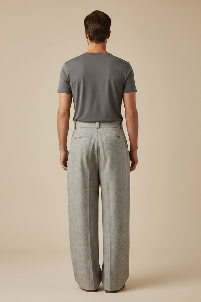 Pantalon À Pince Ample - Gris Tweed - vue 2