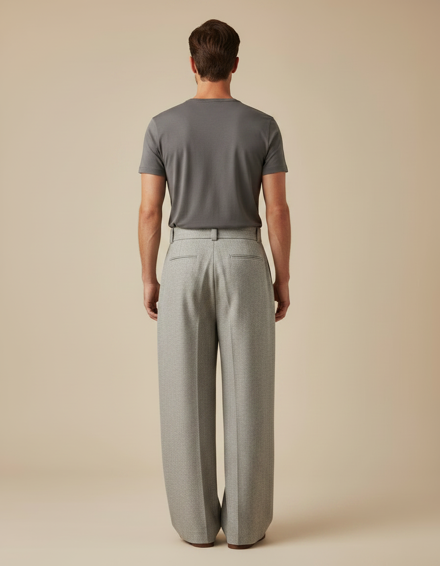 Pantalon À Pince Ample - Gris Tweed - vue 2