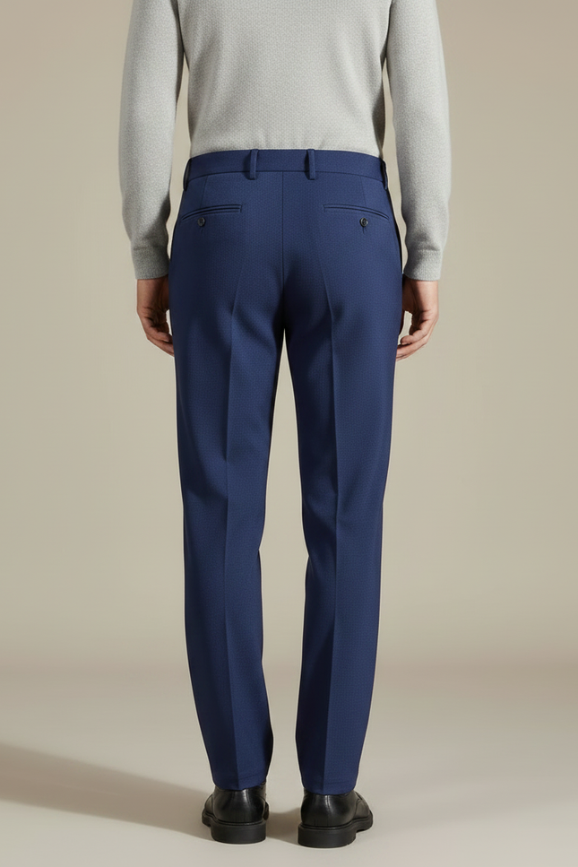 Pantalon À Pince Bleu Marine Plissé Droit Homme Élégant - Gabardine - vue 2