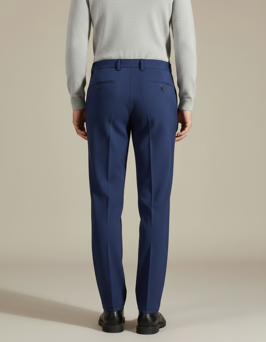 Pantalon À Pince Bleu Marine Plissé Droit Homme Élégant - Gabardine - vue 2
