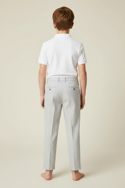 Pantalon À Pince Gris Clair Élégant Décontracté Enfant - Laine - vue 2