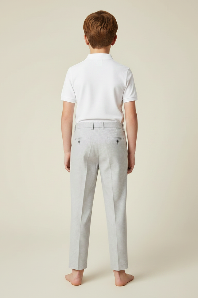 Pantalon À Pince Gris Clair Élégant Décontracté Enfant - Laine - vue 2
