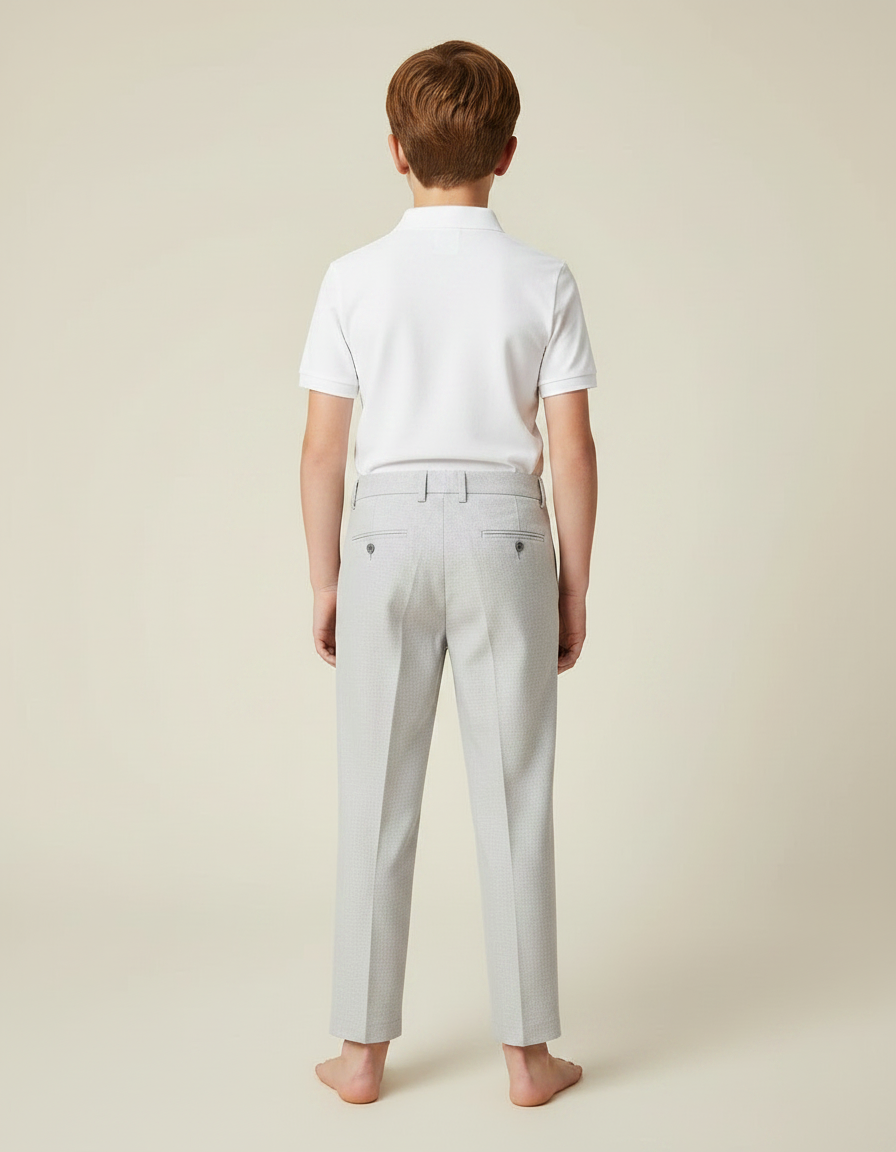 Pantalon À Pince Gris Clair Élégant Décontracté Enfant - Laine - vue 2