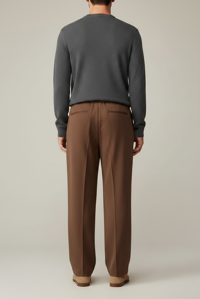 Pantalon À Pince Marron Droit Ample Décontracté Homme - Polyester - vue 2