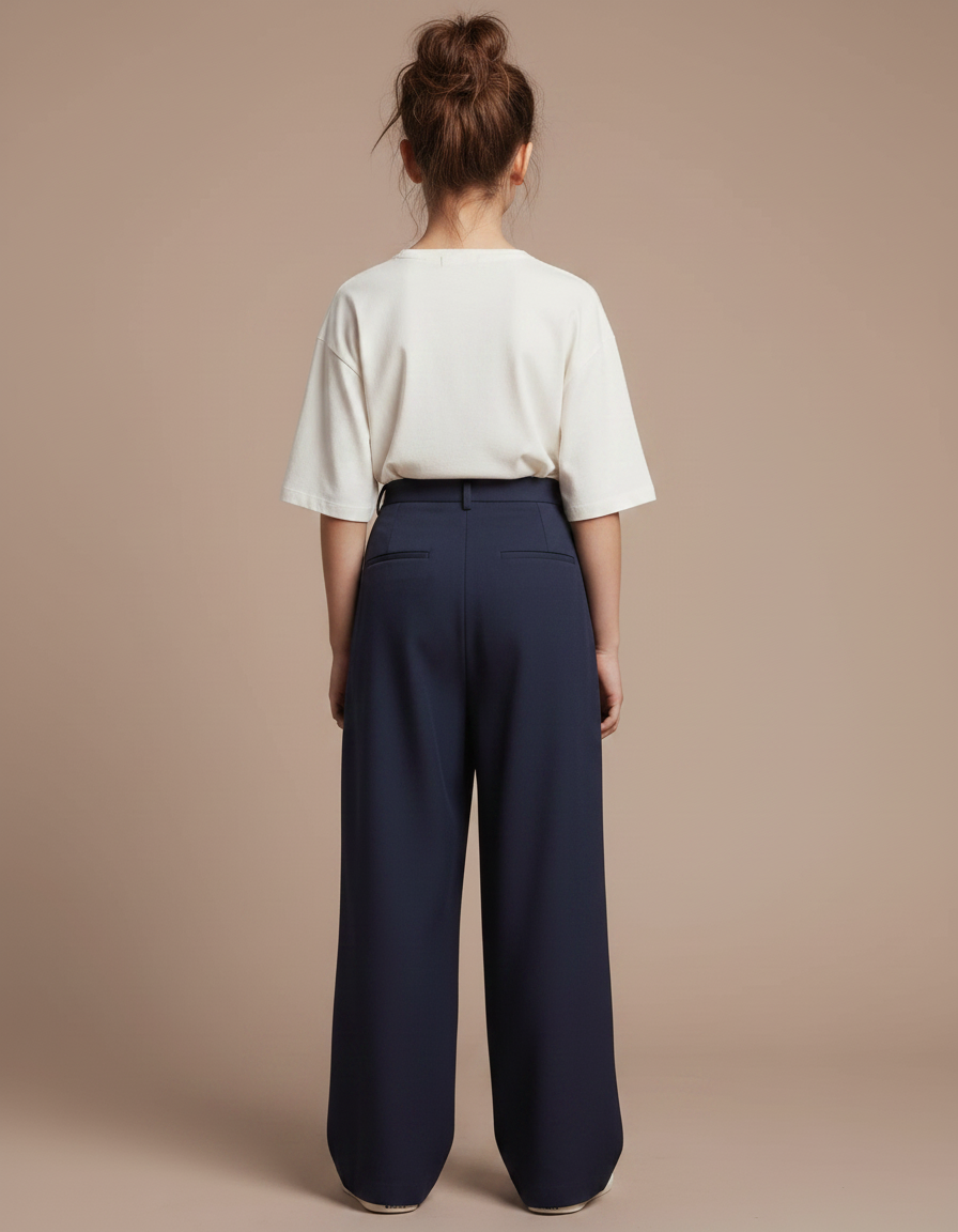 Pantalon À Pince Bleu Marine Ample Plissé Décontracté - Gabardine - vue 2