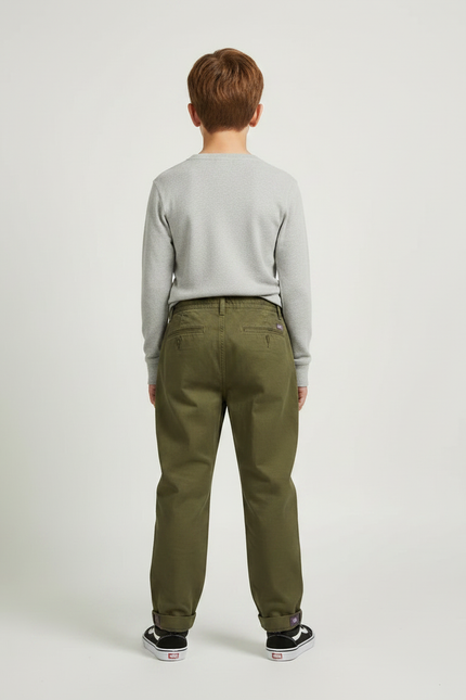 Pantalon À Pince Kaki Coton Décontracté Ample Enfant - vue 2
