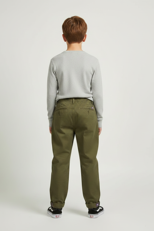 Pantalon À Pince Kaki Coton Décontracté Ample Enfant - vue 2