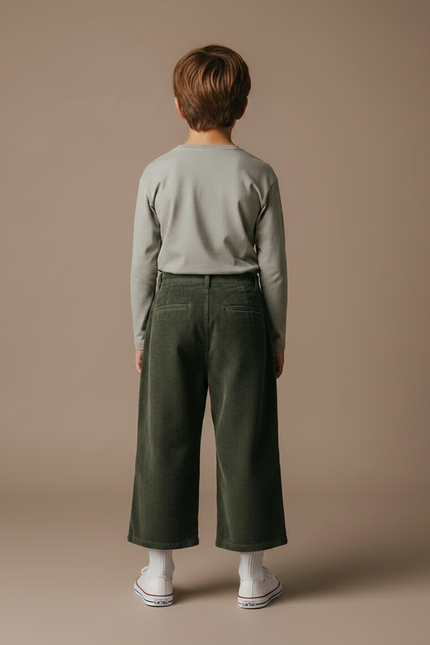 Pantalon À Pince A086 - Vert Cordé - vue 2