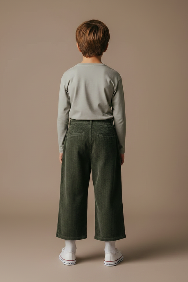 Pantalon À Pince A086 - Vert Cordé - vue 2