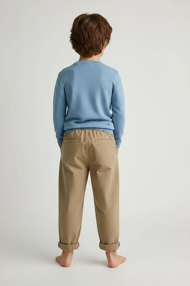 Pantalon À Pince Kaki Ample Coton Enfant Casual - vue 2