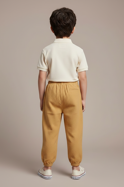 Pantalon À Pince Jaune Ample Coton Enfant - Molleton - vue 2