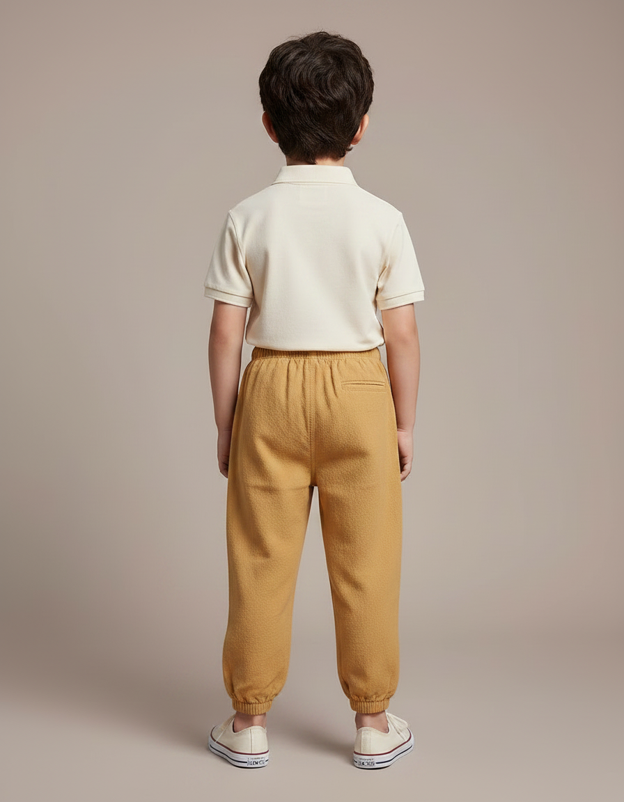 Pantalon À Pince Jaune Ample Coton Enfant - Molleton - vue 2