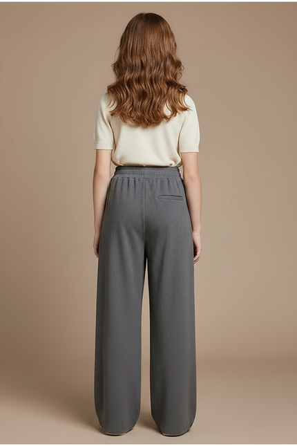Pantalon À Pince Gris Ample Décontracté Fluide Enfant - Molleton - vue 2