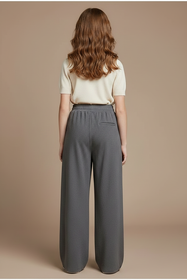 Pantalon À Pince Gris Ample Décontracté Fluide Enfant - Molleton - vue 2