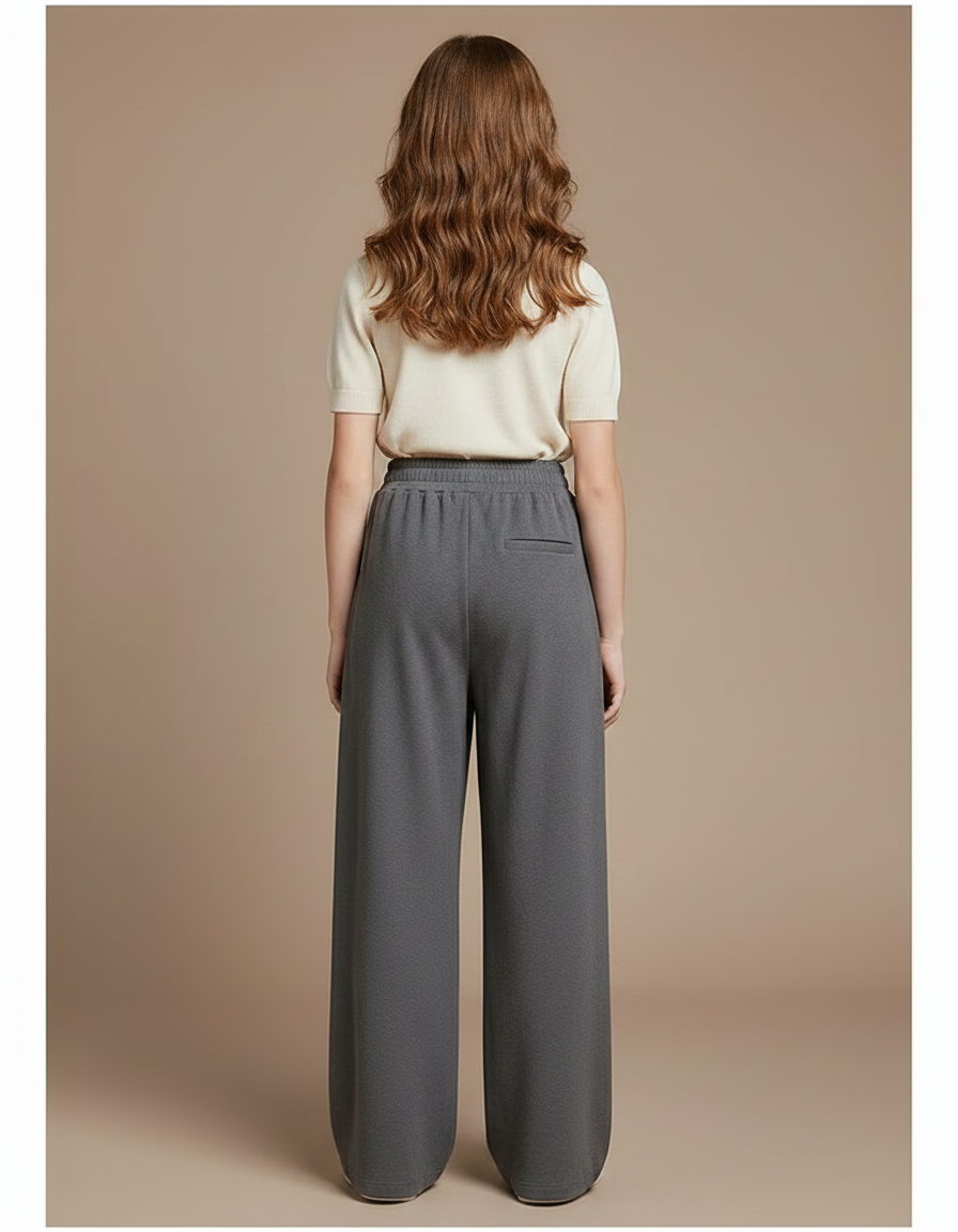 Pantalon À Pince Gris Ample Décontracté Fluide Enfant - Molleton - vue 2