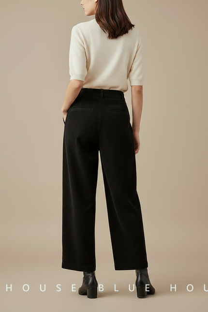 Pantalon À Pince Noir Côtelé Ample Décontracté Vintage - Cordé - vue 2