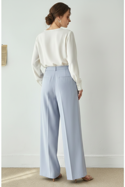 Pantalon À Pince Patte D’éléphant - Bleu Polyester - vue 2
