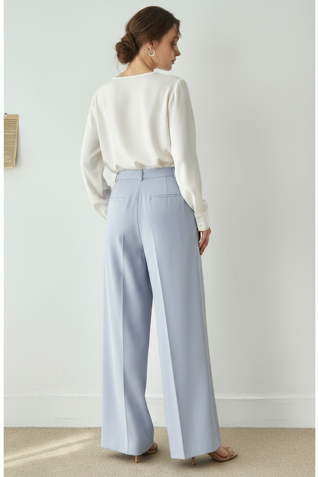 Pantalon À Pince Patte D’éléphant - Bleu Polyester - vue 2