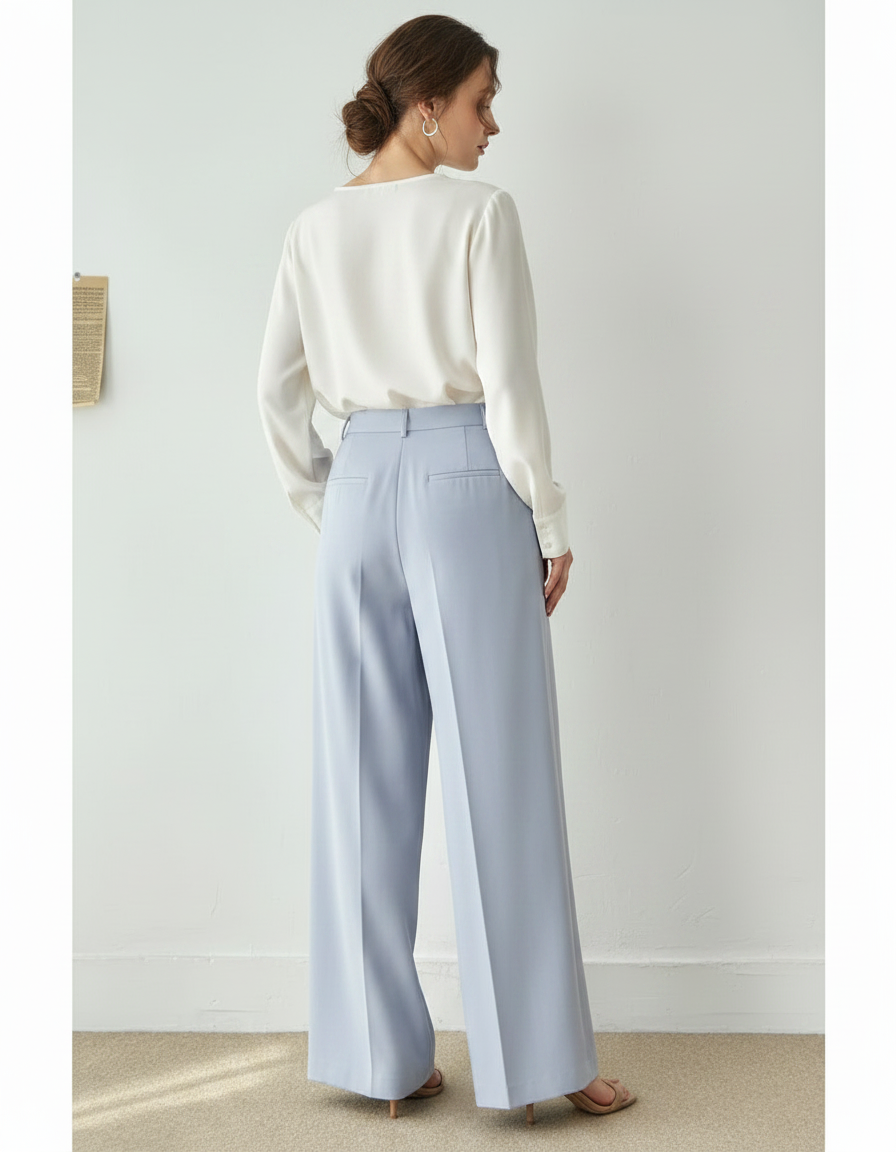 Pantalon À Pince Patte D’éléphant - Bleu Polyester - vue 2